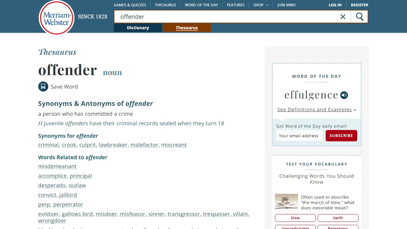 50 Synonyms of OFFENDER | Merriam-Webster Thesaurus